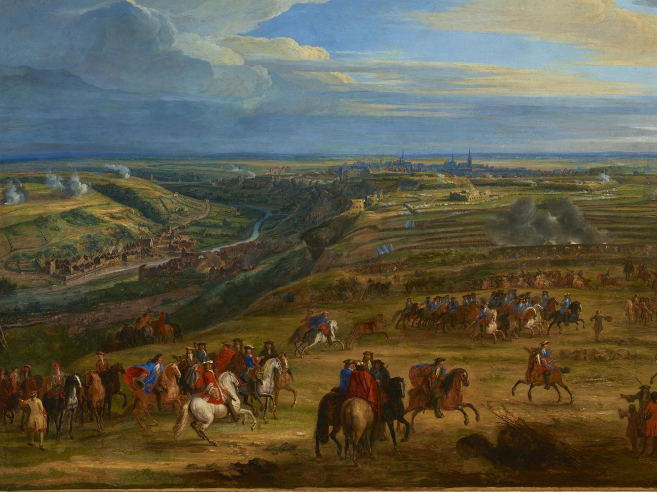 Belagerung der Stadt Luxemburg 1684. Gemälde von Jean-Baptiste Martin, ausgestellt im Nationalen Museum für Geschichte und Kunst.