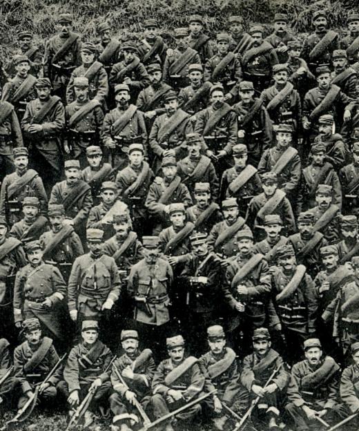 Foto luxemburgischer Legionäre, u.a. des Radfahrers François Faber