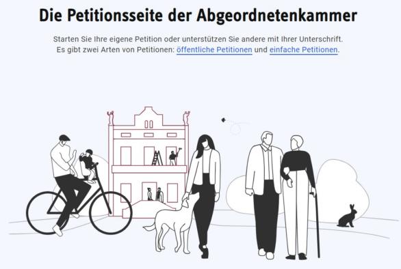 Die Petitionsseite der Abgeordnetenkammer