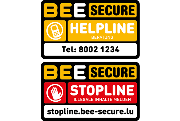 Die Embleme der BEE SECURE Helpline und Stopline.