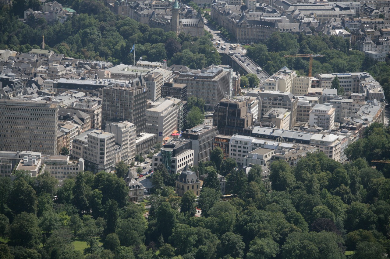 Vue aérienne du centre-ville de Luxembourg