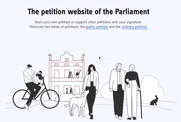 The petition website of the Parliament