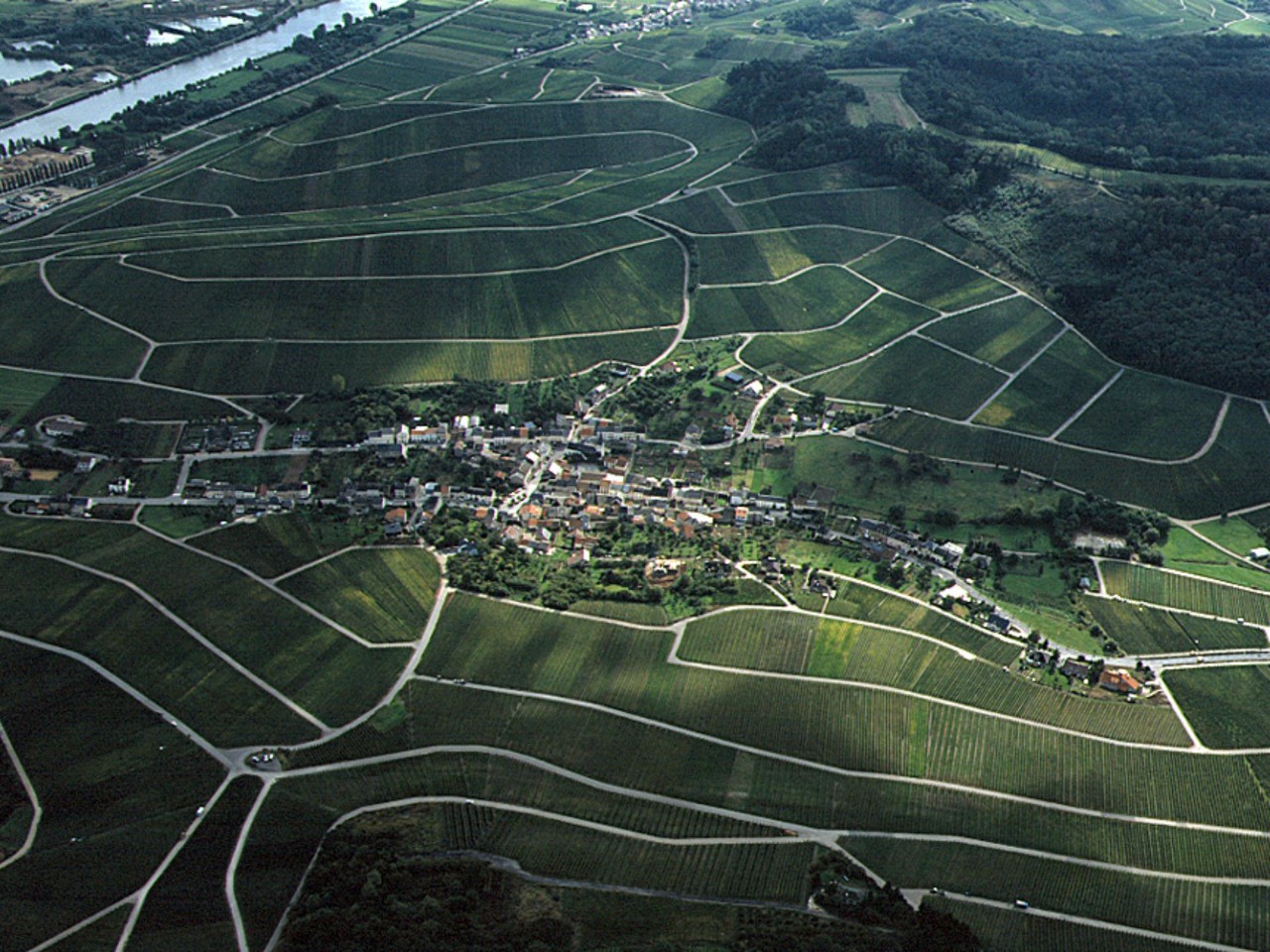Aerial view of the village and the countryside