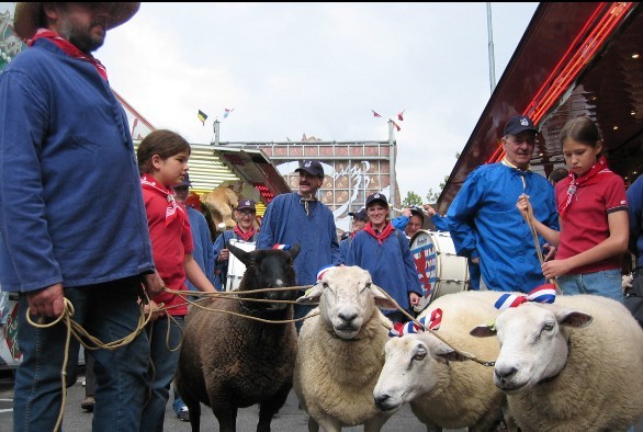 Les moutons font toujours partie de la cérémonie d'ouverture de la Schueberfouer. Les bergers portent des blouses de paysans bleues lors du défilé.